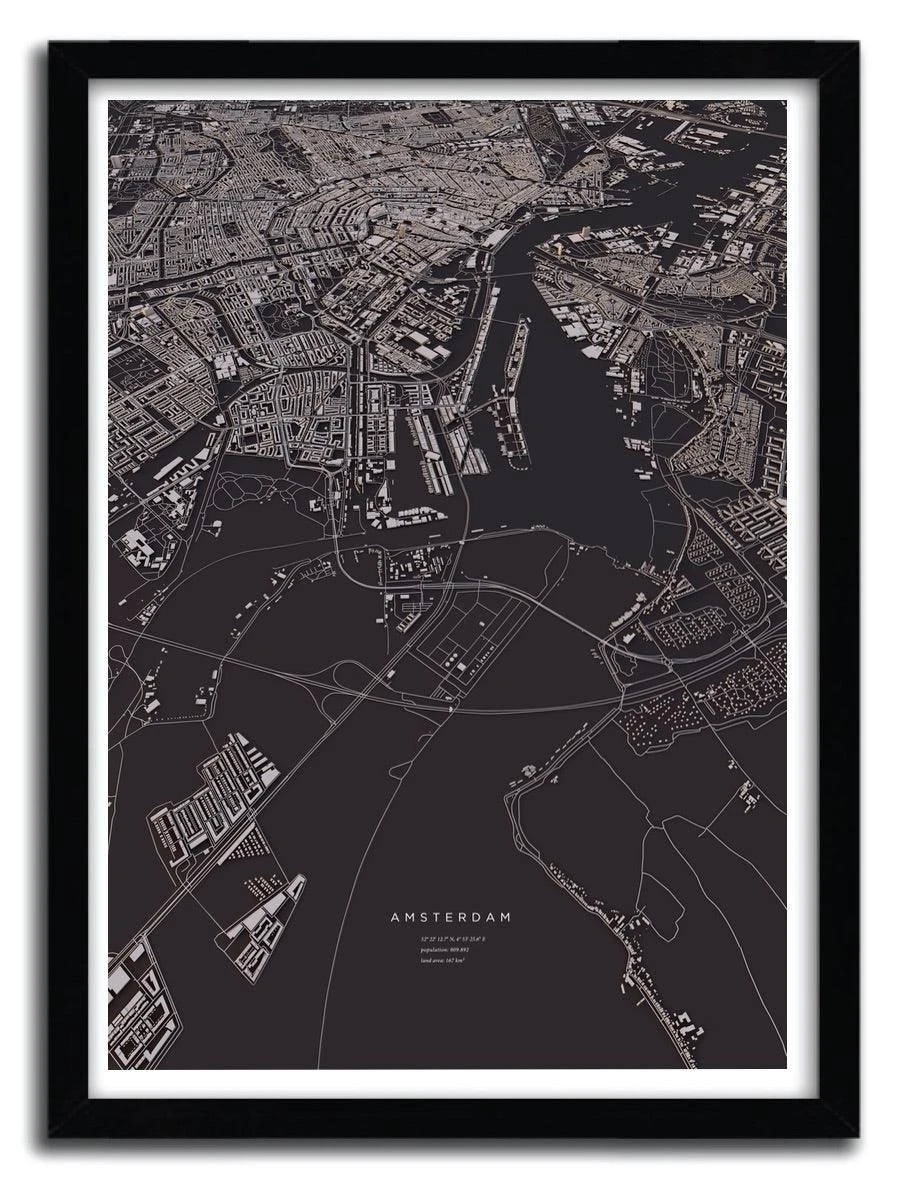 Affiche Amsterdam City Map Par Luis Dilger 1 Affiche Amsterdam City Map Par Luis Dilger