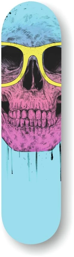 Pop Art Skull With Glasses Skate By Balasz Solti